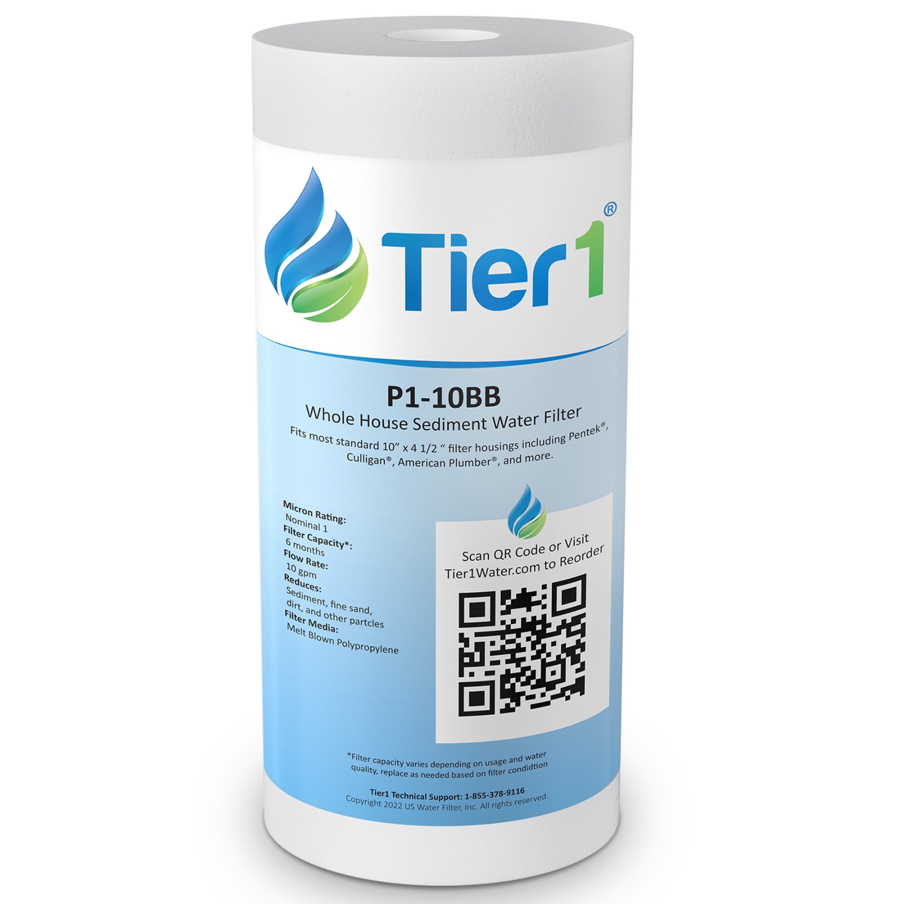 Tier1 1 Micron 10 Inch x 4.5 Inch | Spun Wound Polypropylene Whole House Sediment Water Filter Replacement Cartridge | Compatible with Pentek DGD-2501, 155359-43, SDC-45-1001, Home Water Filter